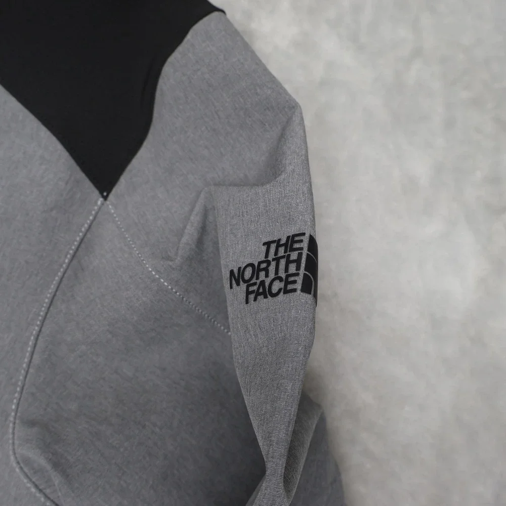 North Face Jacket Mens Large Grey Tech Stretch Softshell Rain Wind Full Zip LOGO